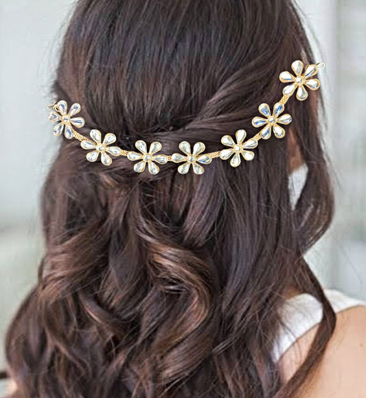 Proplady Voguish Kundans Embellished  Metal Hair Tiara