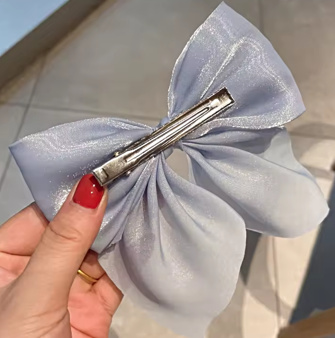 Proplady Stylish Wide Organza Bow Hair Clip