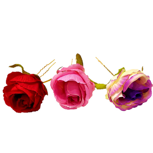 Wedding Combo (Set of 3) Multicolor Roses Bun Juda Sticks