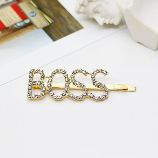 Proplady Stylish Embellished BOSS Letter Hair Pins