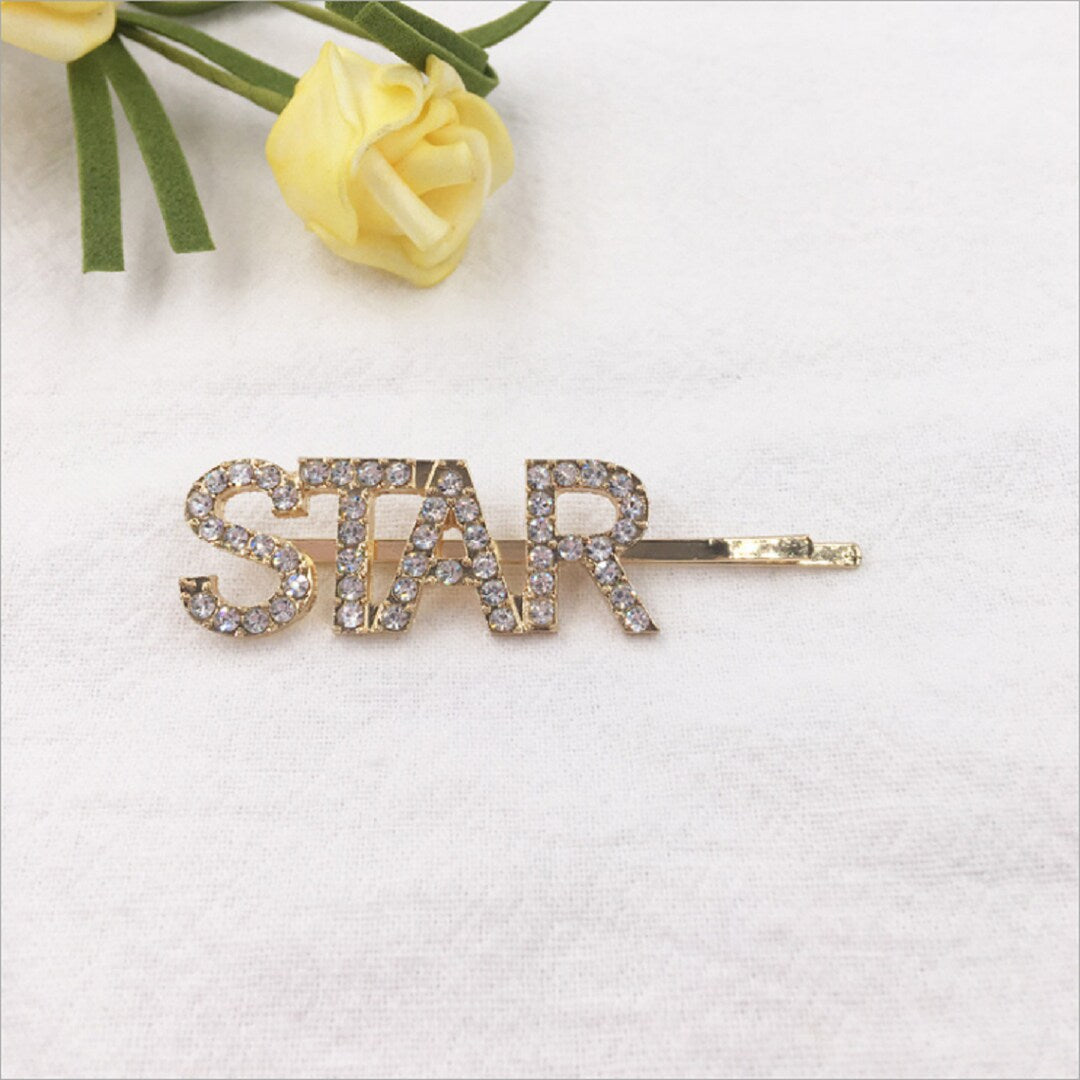 Proplady Stylish Embellished STAR Letter Hair Pins