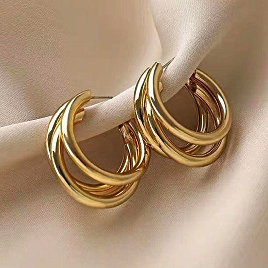 Korean Collection Golden Hoop Earrings