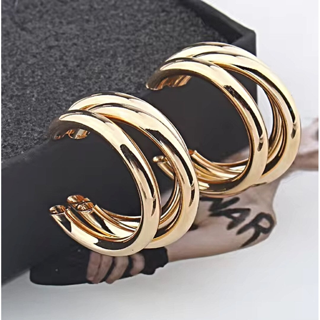 Korean Collection Golden Hoop Earrings