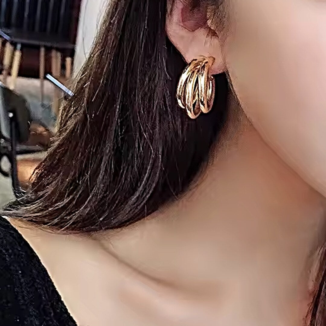 Korean Collection Golden Hoop Earrings