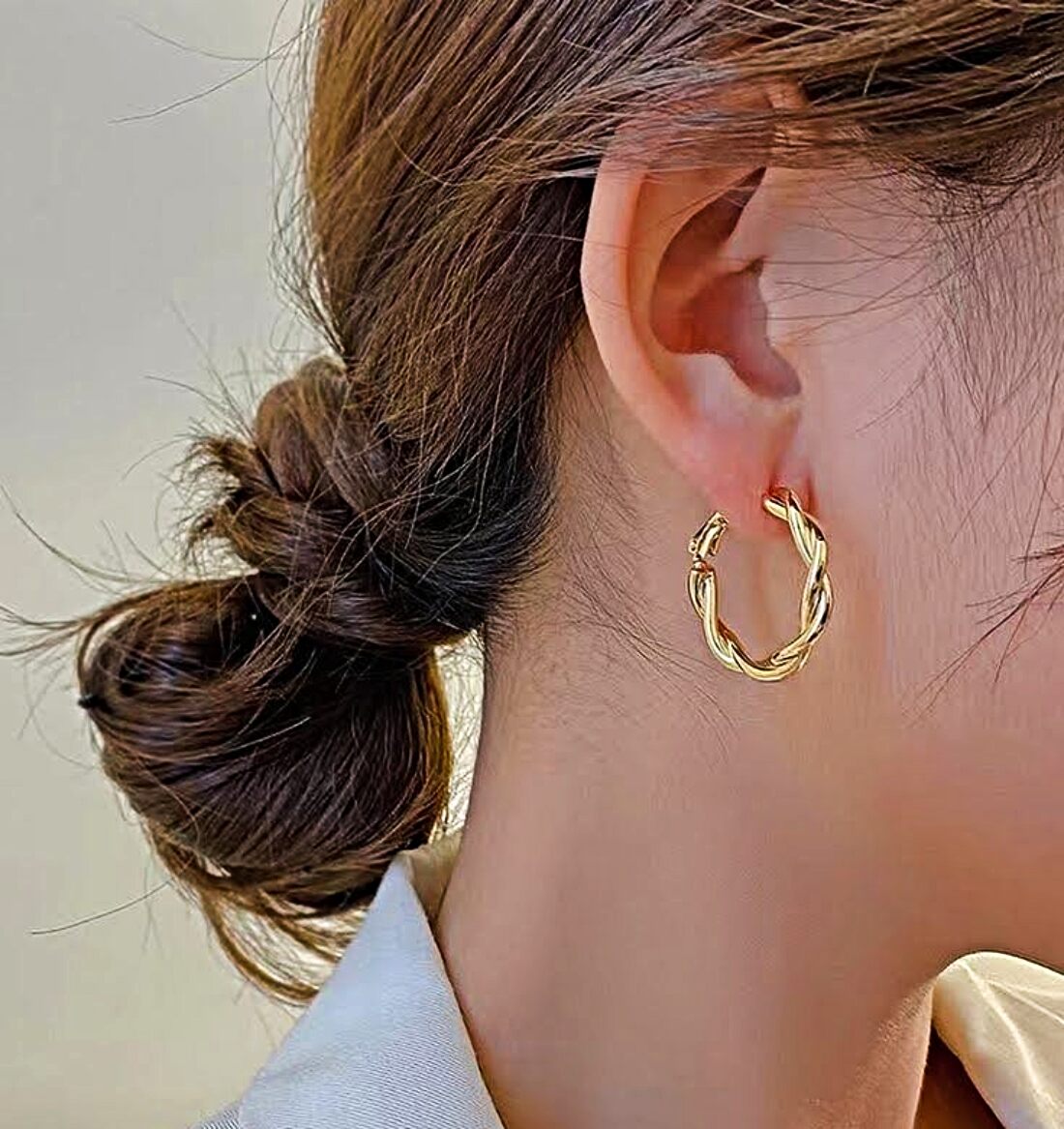 Korean Collection Golden Hoop Earrings