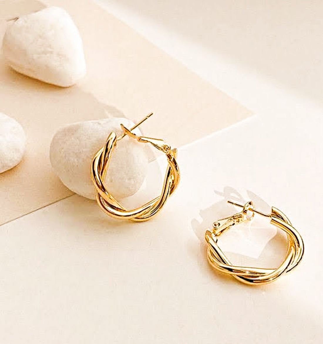 Korean Collection Golden Hoop Earrings