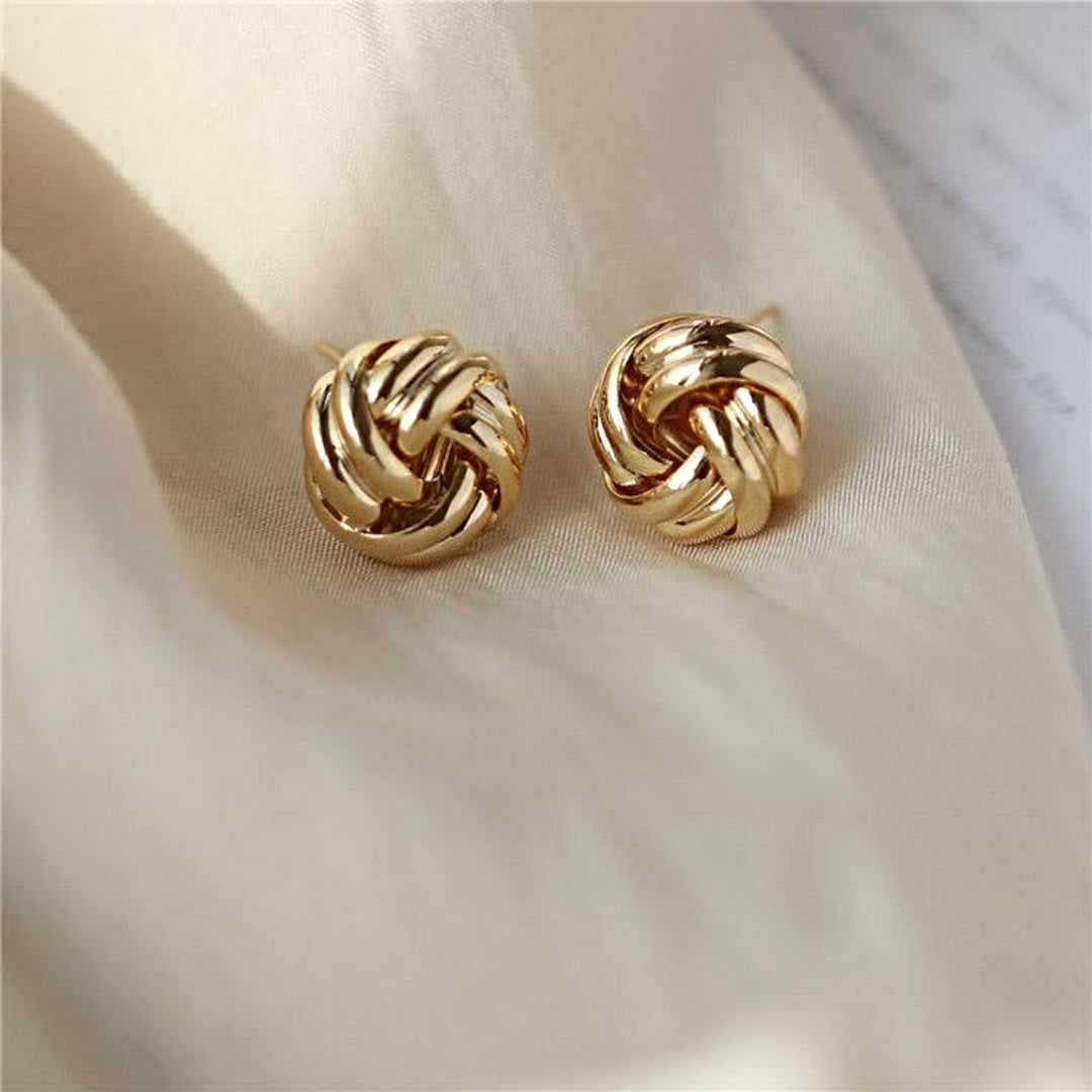 Korean Collection Knotted Flower Stud Earrings