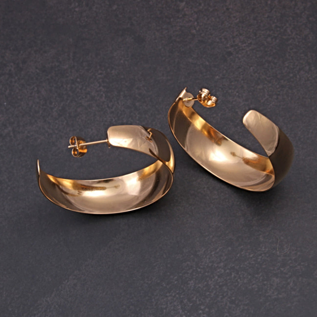 Korean Collection Golden Hoop Earrings