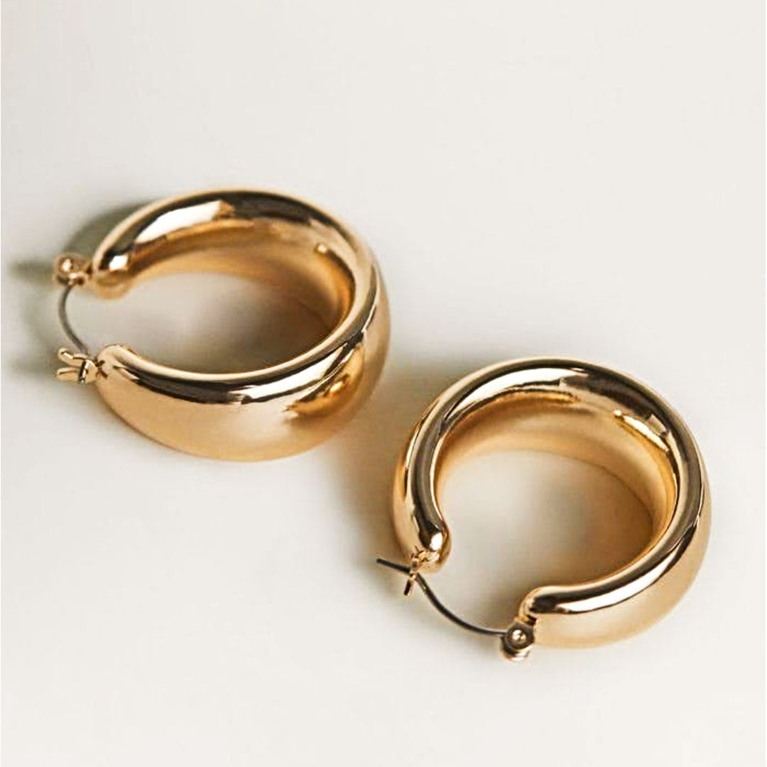 Korean Collection Golden Hoop Earrings