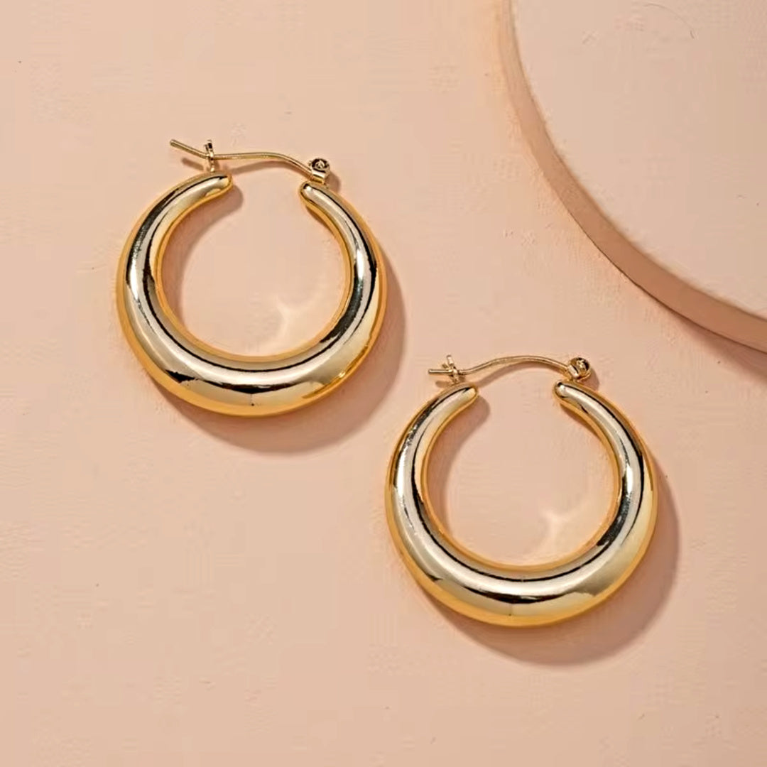 Korean Collection Golden Hoop Earrings