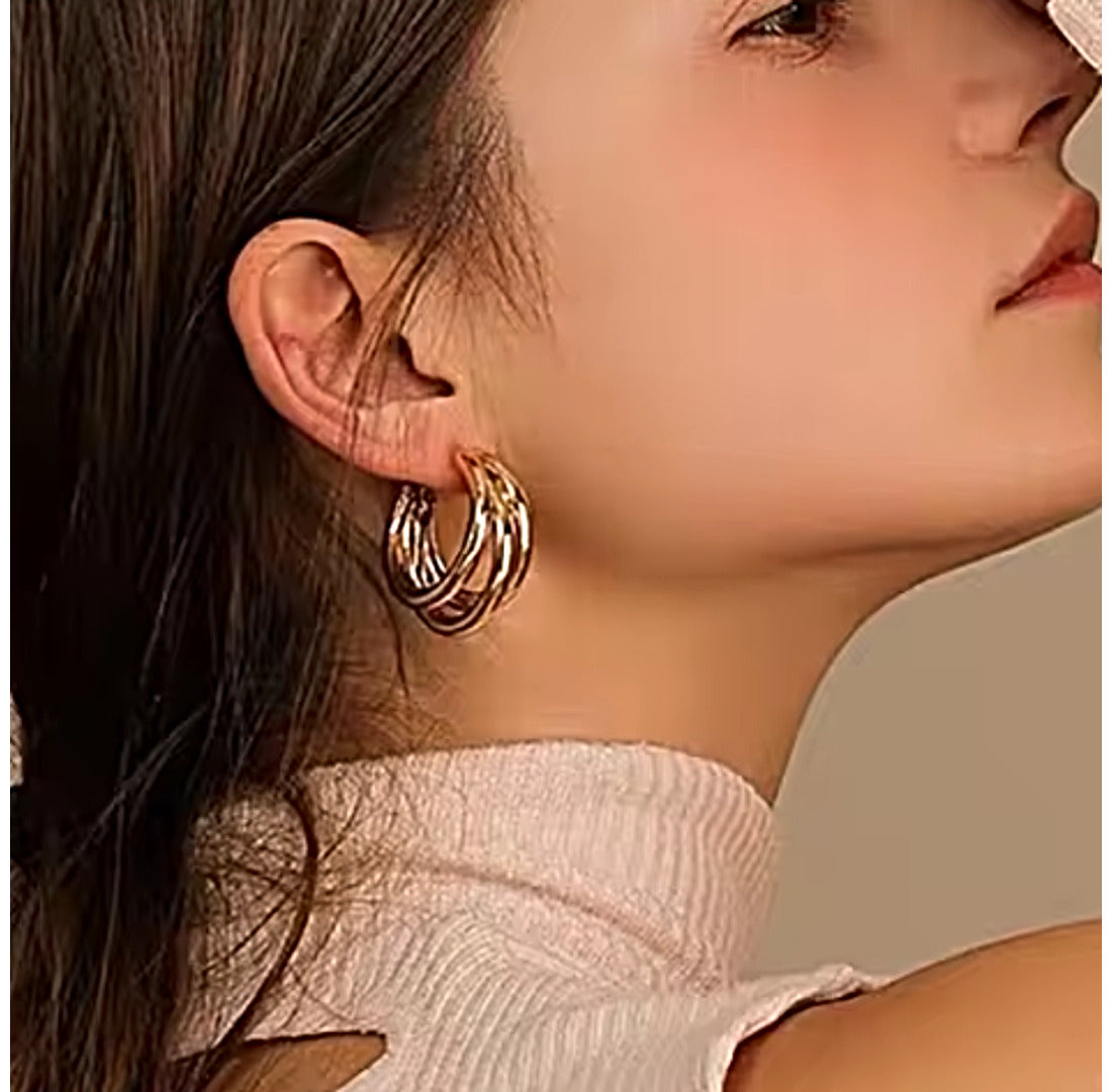 Korean Bling Combo (Pair of 6) Golden Earrings Set