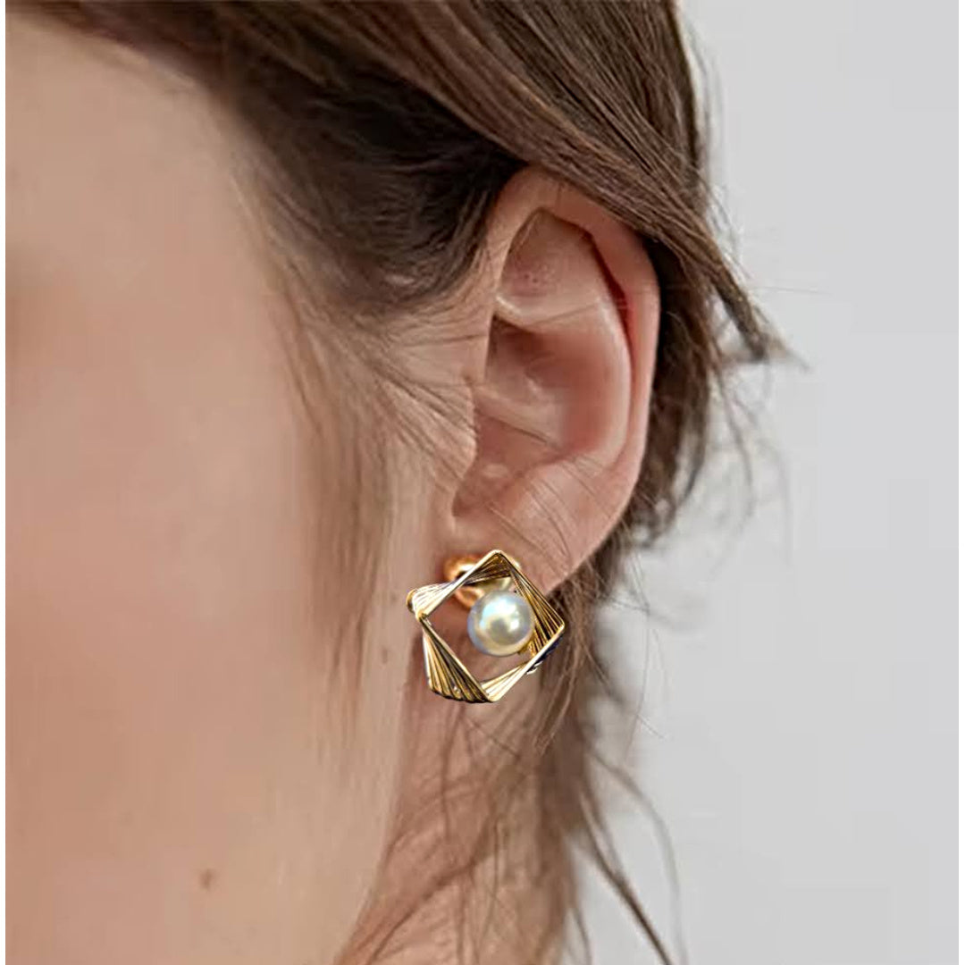 Korean Collection Bling Star Stud Pearl Earrings