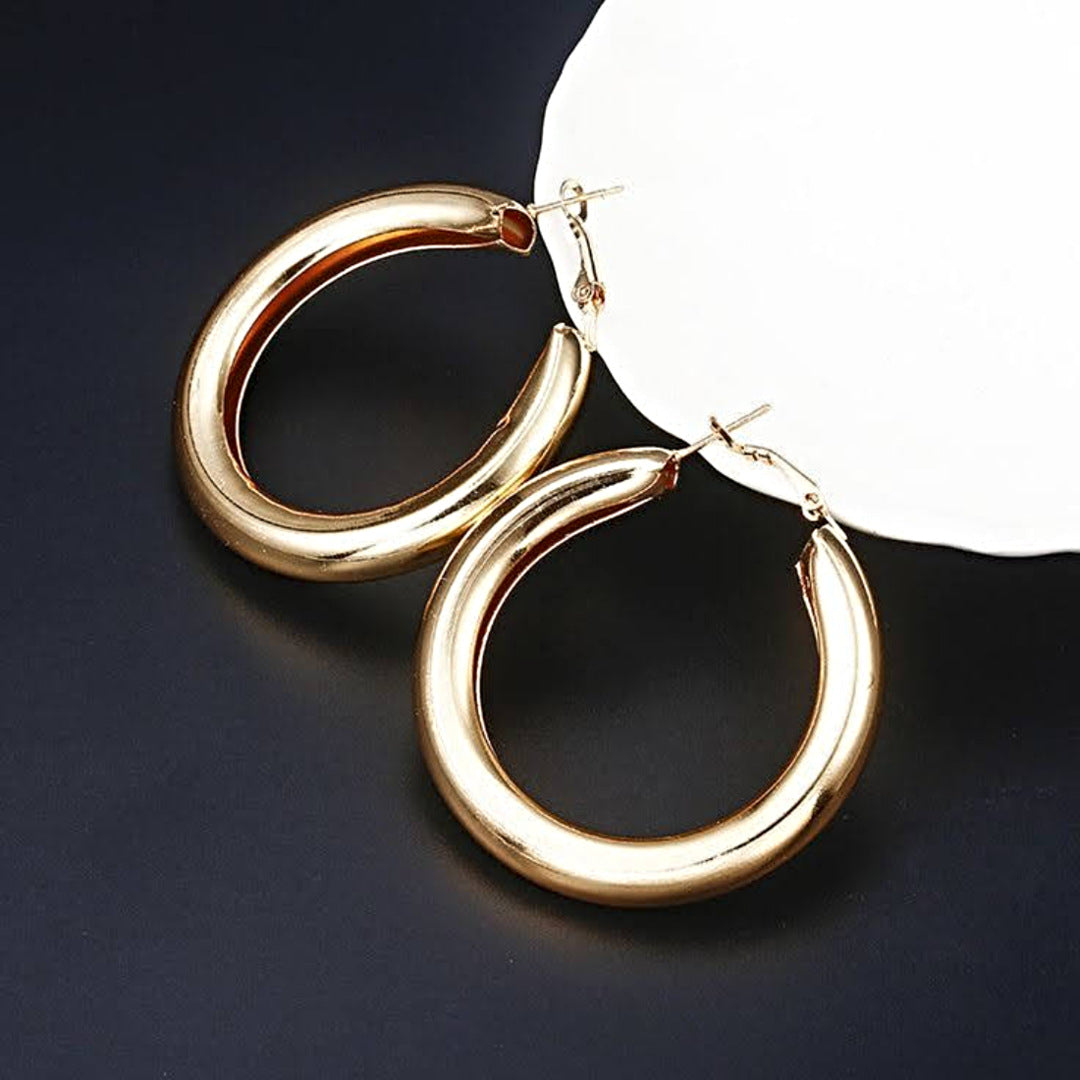 Korean Collection Golden Hoop Earrings