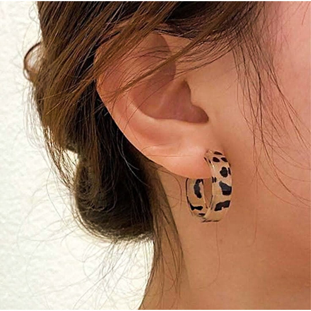 Korean Collection Tiger Print Hoop Earrings