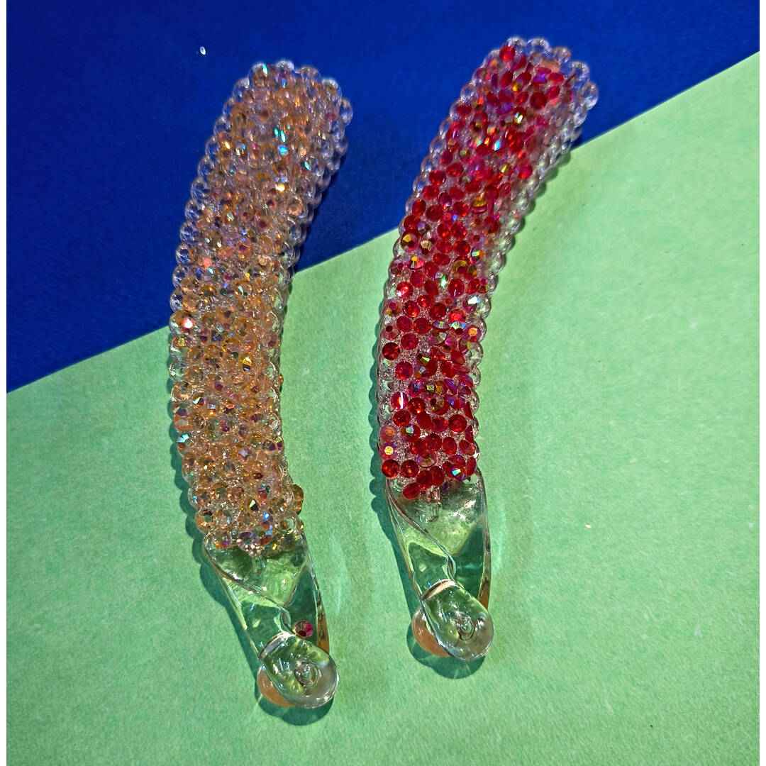 Proplady (Set of 2) Stylish Crystals Embellished Banana Hair Clips