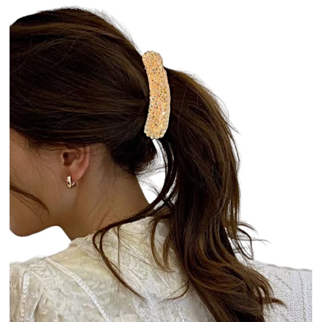 Proplady (Set of 2) Stylish Crystals Embellished Banana Hair Clips