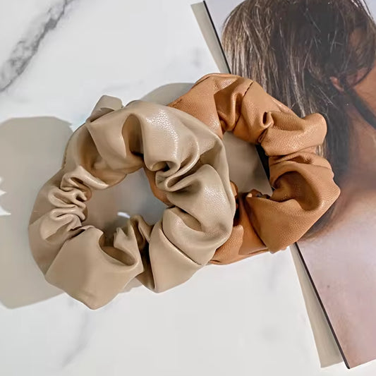 Voguish Combo (Set of 2) Leather Jumbo Hair Scrunchies