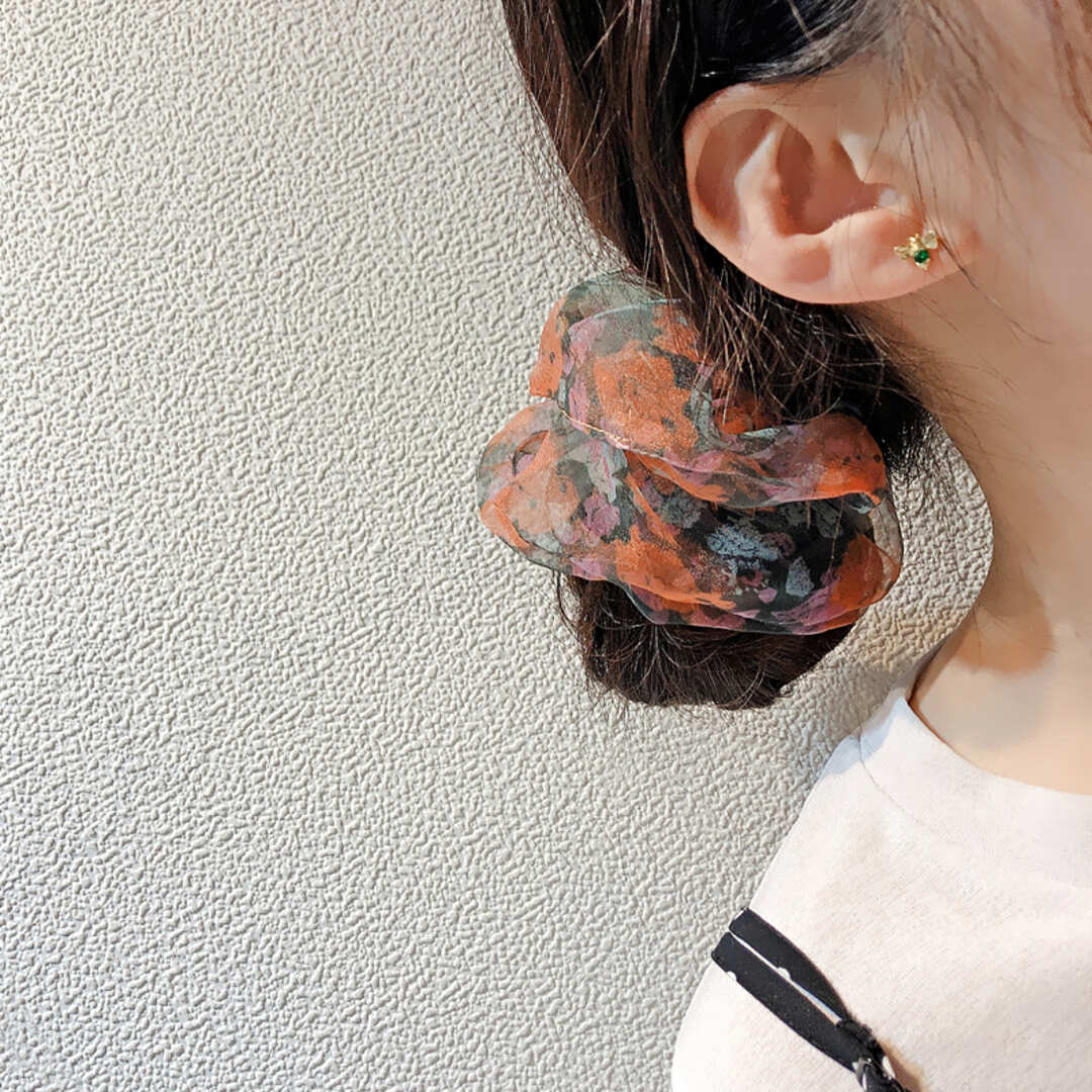 Proplady Organza Floral Printed Jumbo Hair Scrunchie