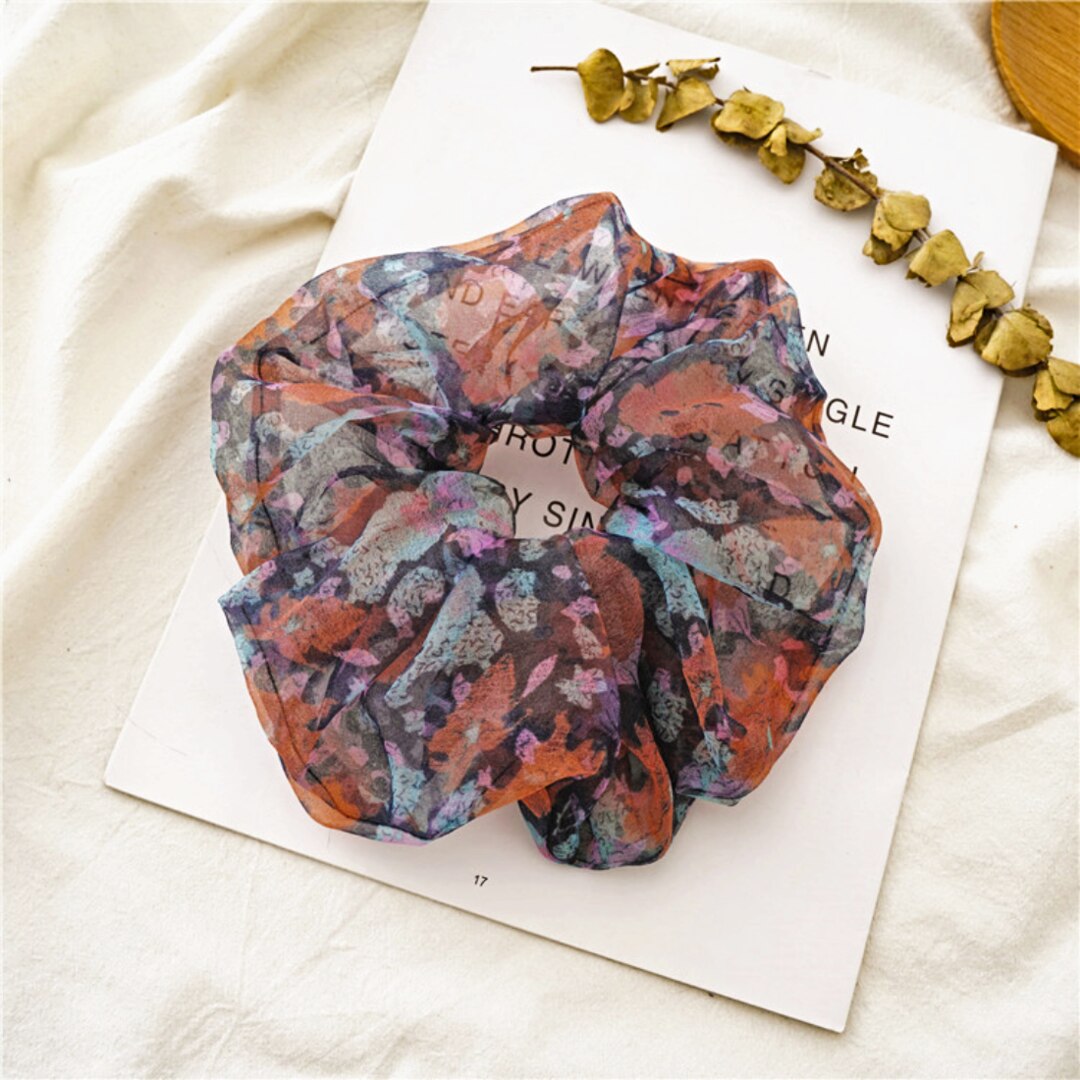 Proplady Organza Floral Printed Jumbo Hair Scrunchie