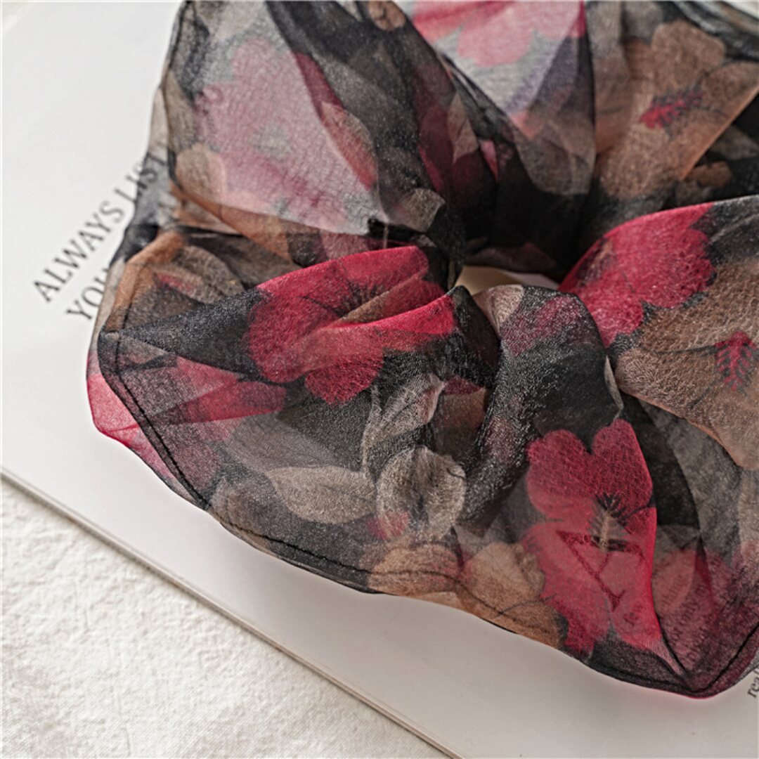 Proplady Organza Floral Printed Jumbo Hair Scrunchie