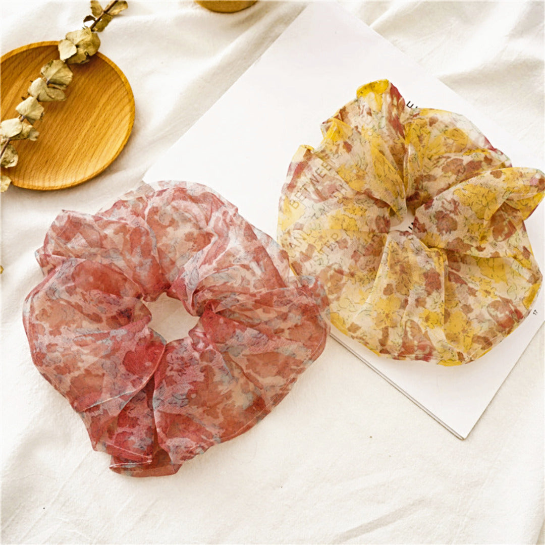 Proplady (set of 5) Organza Printed Jumbo Hair Scrunchie