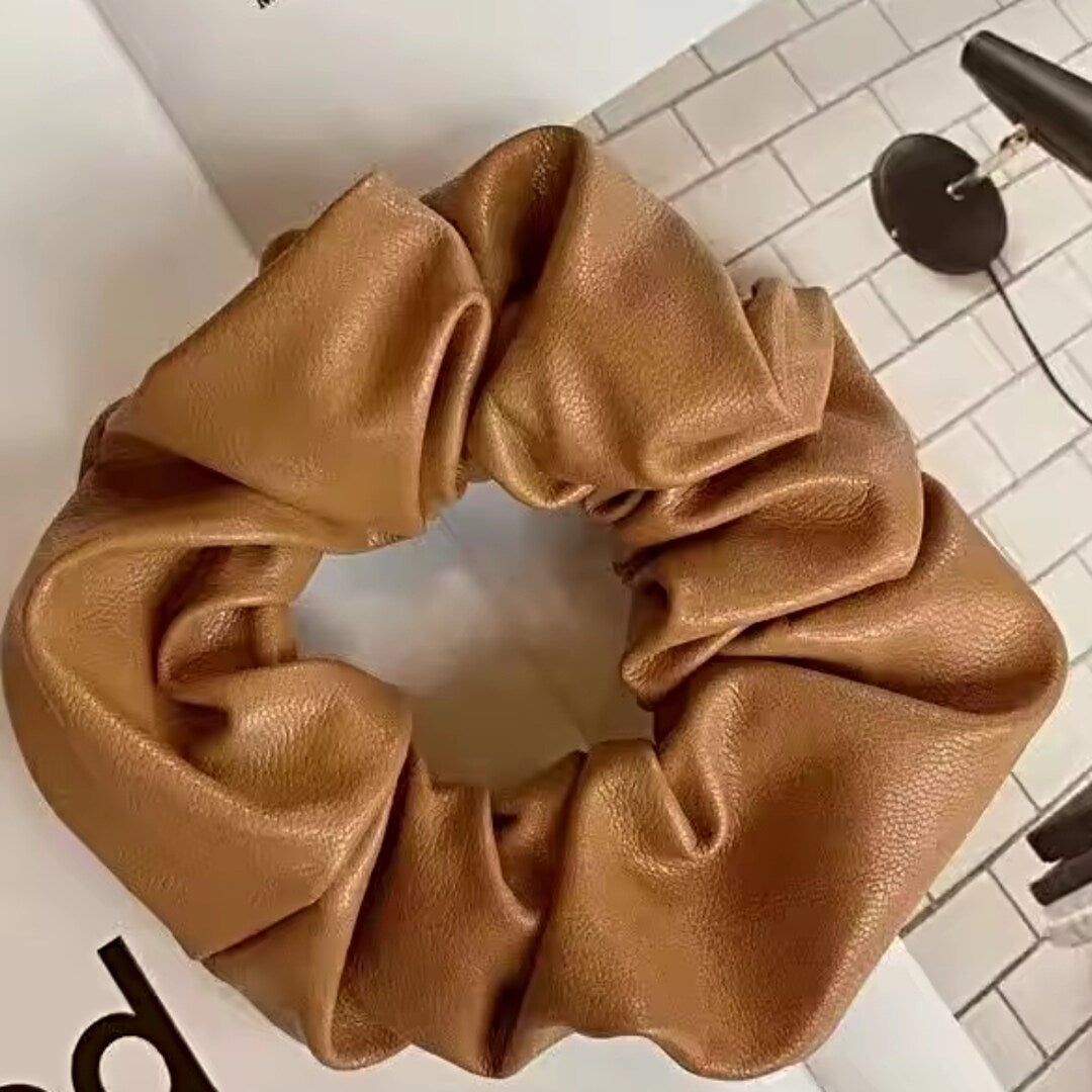 Voguish Leather Jumbo Hair Scrunchies