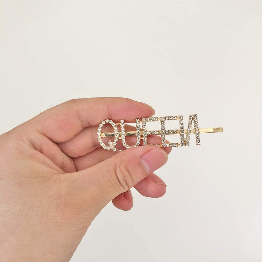 Proplady Stylish Embellished QUEEN Letter Hair Pins