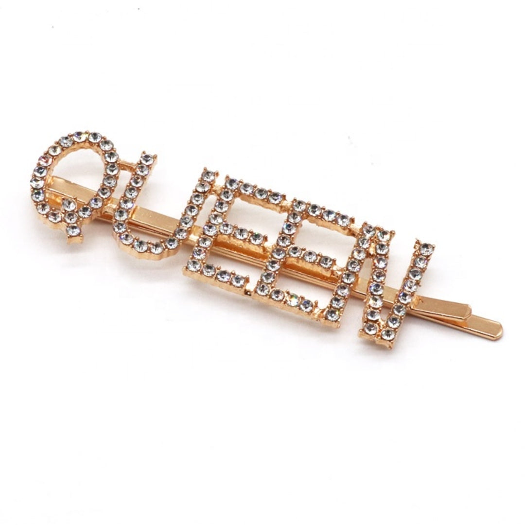 Proplady Stylish Embellished QUEEN Letter Hair Pins