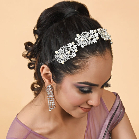 Proplady Wedding Pearls Embellished Metal Hair Tiara