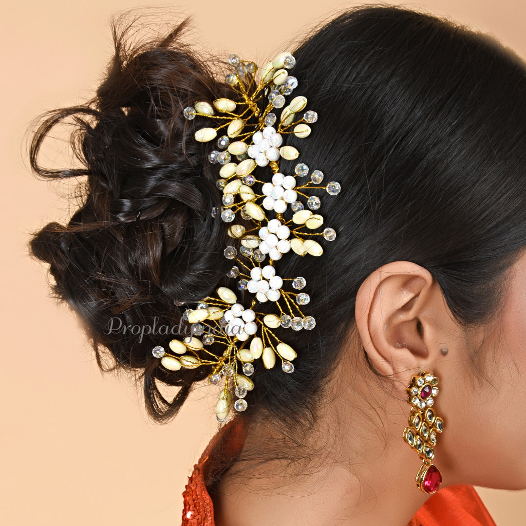 Proplady Wedding Hair Embellished Gold Bun Clip, Hair Tiara