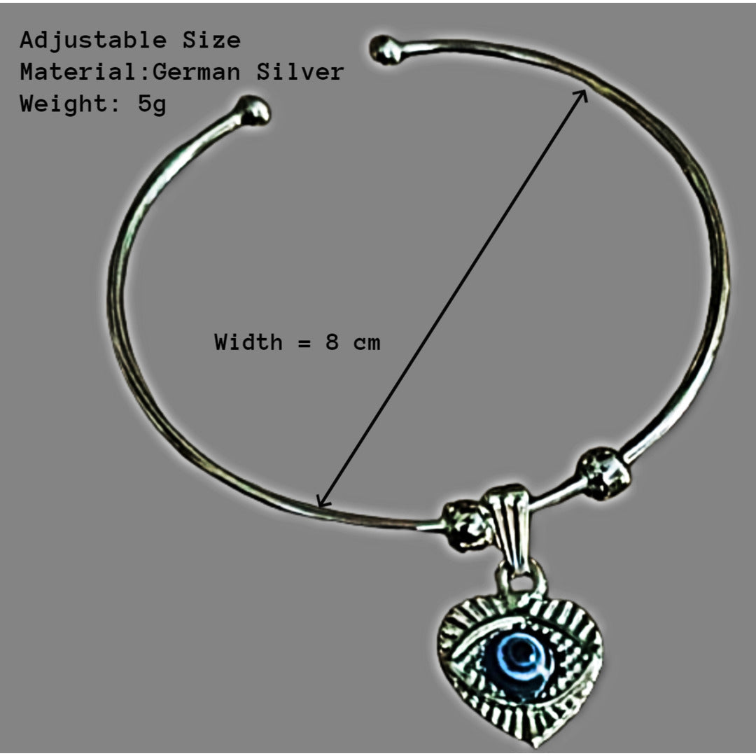 Proplady Bling Silver Evil Eye Bracelet cum Anklet kada Bangle