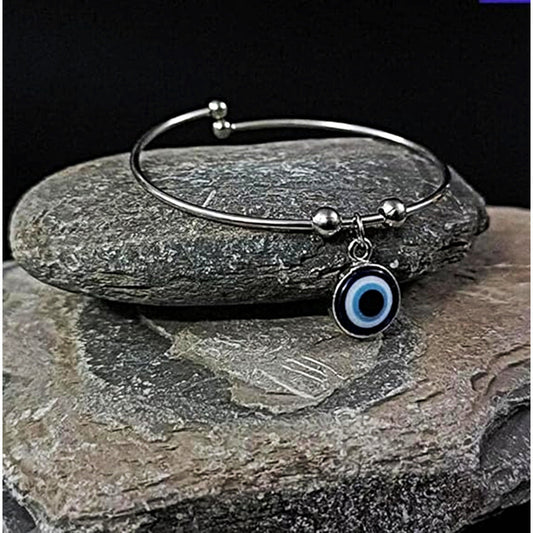 Proplady Bling Silver Evil Eye Bracelet cum Anklet kada Bangle