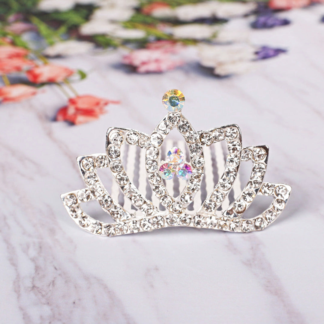 Proplady Silver Embellished Hair Princess Crown