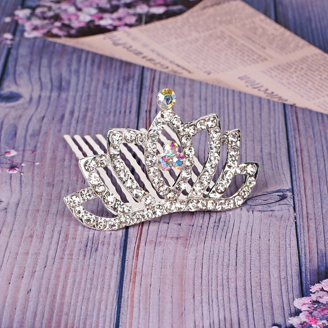 Proplady Silver Embellished Hair Princess Crown