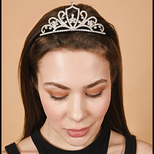 Proplady Wedding Tiara Golden Embellished Wide Bridal Crown