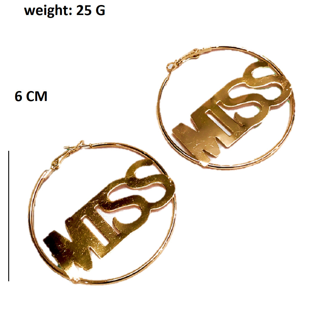 Proplady Stylish MISS Tunnel Hoops Earrings, Silver Hoop Earrings