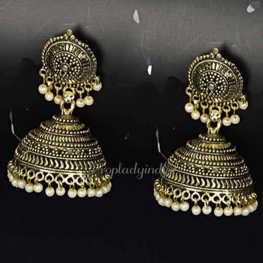 Proplady Wedding Big Golden Jhumkis with Rajashnani Engravings