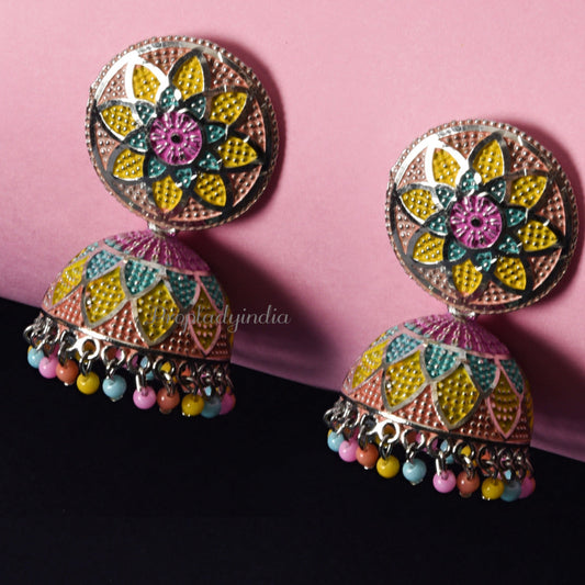 Proplady Wedding Big Golden Jhumka Earrings with Rajashnani Engravings