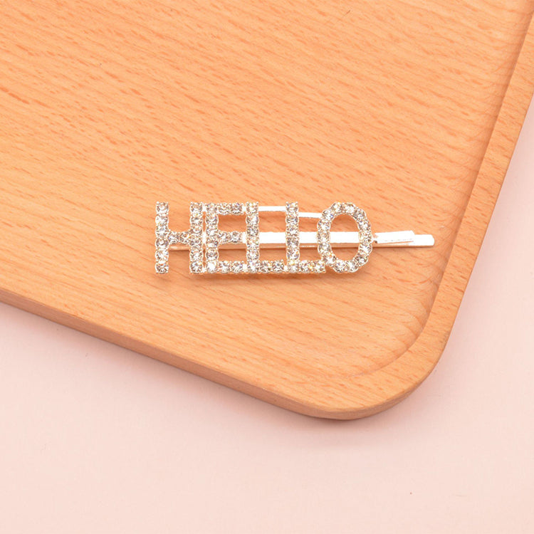 Proplady Stylish Embellished Hello Letter Hair Pins